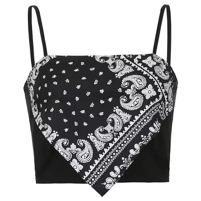 Womens Printed Irregular Sexy Short Camisole Tank Top