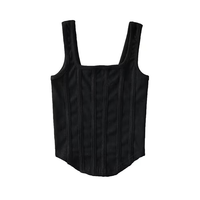 Fashion Solid Color Fishbone Camisole Slimming Tank Top