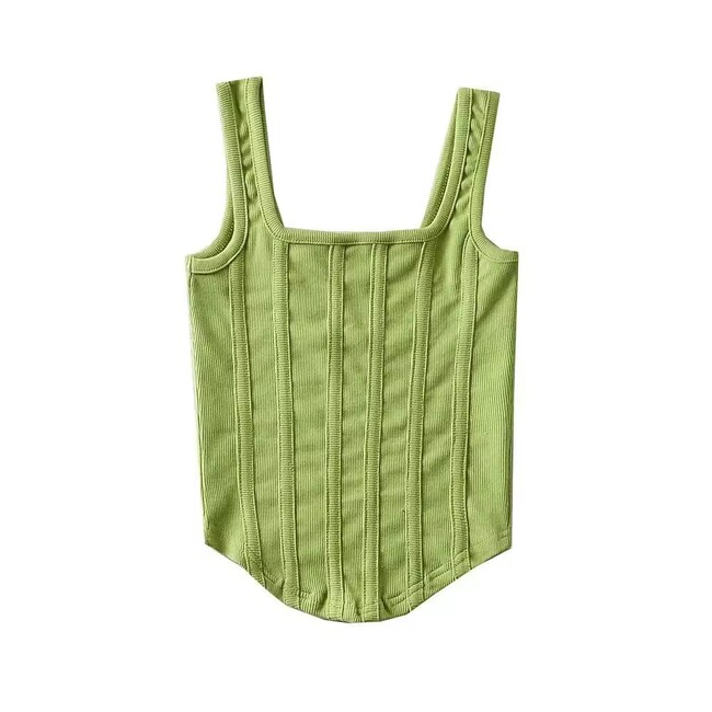 Fashion Solid Color Fishbone Camisole Slimming Tank Top