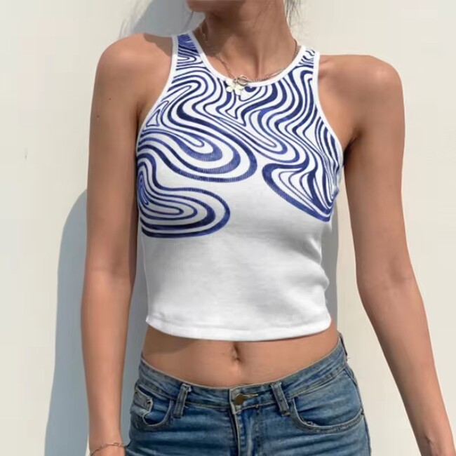 Womens Knit Sleeveless Vest Short Top
