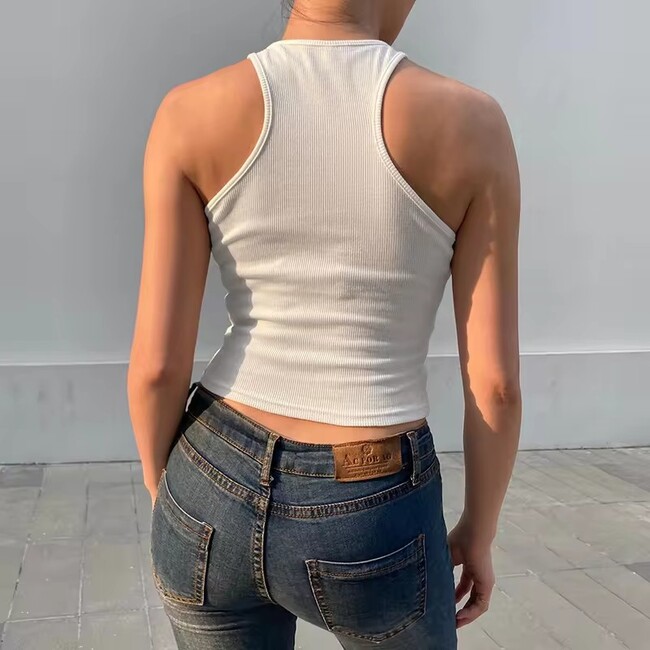 Womens Knit Sleeveless Vest Short Top