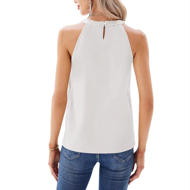 New womens Shiny Sequin Suspender Party Tank Shirt For Summer