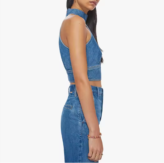 Womens Soft Backless Denim Top