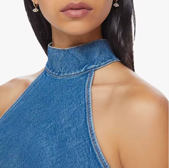 Womens Soft Backless Denim Top