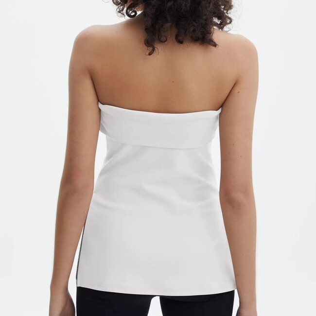 Solid Colour Vintage Strapless Ladies Sexy Slim Backless Top