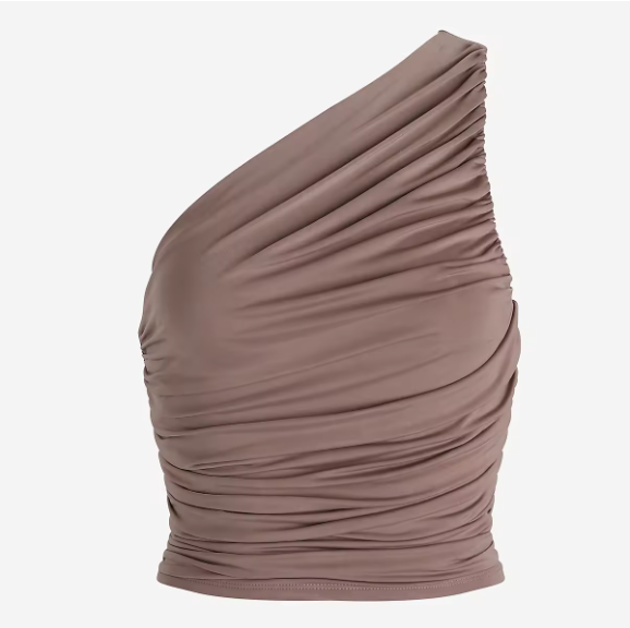 Womens Pleated One Shoulder Sleeveless Top