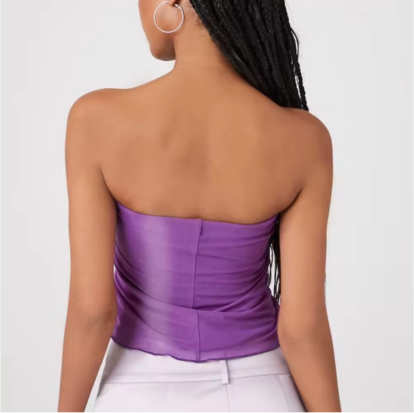 Womens Summer Strapless Asymmetric Drawstring Suspenders