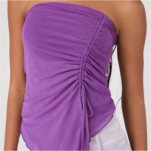 Womens Summer Strapless Asymmetric Drawstring Suspenders