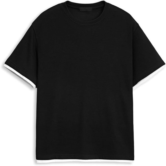 Mens Short Sleeve Heavyweight Tee Shirt Basic Crew Neck Summer Tops