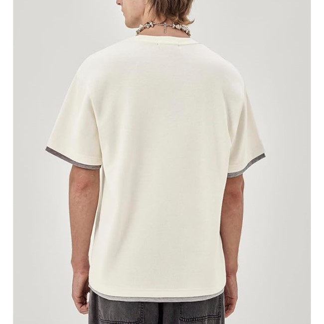 Mens Short Sleeve Heavyweight Tee Shirt Basic Crew Neck Summer Tops