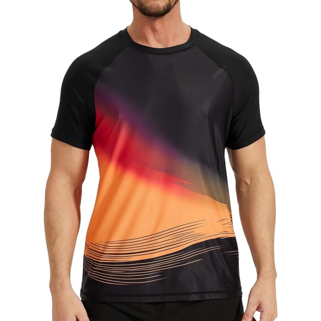Mens Swim Shirt Short Sleeve Quick Dry Water Beach Shirts T Shirts