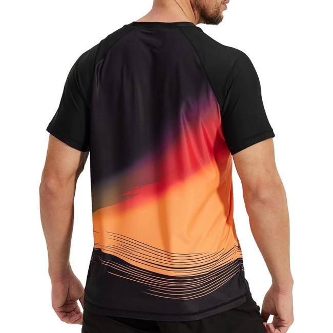 Mens Swim Shirt Short Sleeve Quick Dry Water Beach Shirts T Shirts