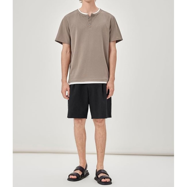 Mens Short Sleeve Henley Shirts Causal Basic TShirts Summer Tee Tops