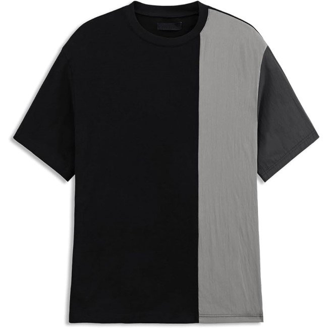 Mens Short Sleeve T Shirt Color Block Tee Cotton Crewneck Summer Tops