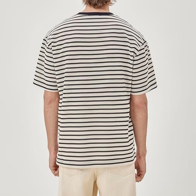 Mens Striped T Shirts Short Sleeve Summer Tops with Pocket
