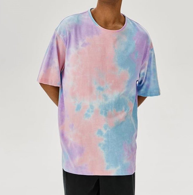 Mens Short Sleeve T Shirts Casual Tie Dye Crew Neck Basic