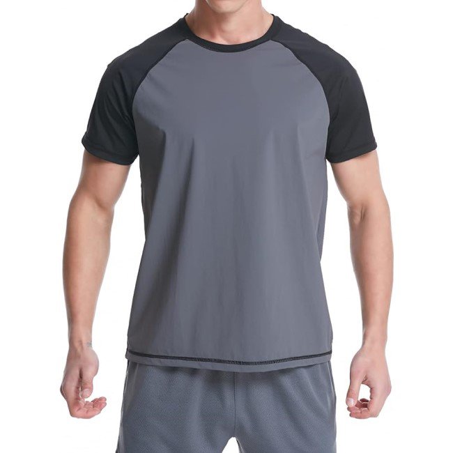 Men Swim Shirts Rash Guard T Shirts Quick Dry Loose Fit Shirt