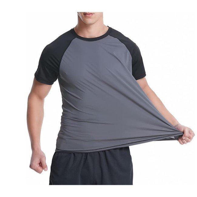 Men Swim Shirts Rash Guard T Shirts Quick Dry Loose Fit Shirt