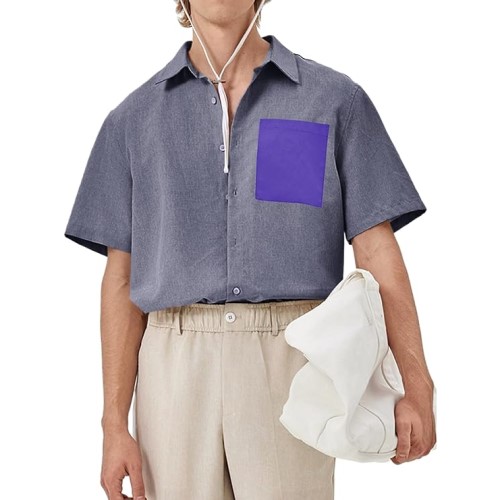 Mens Casual Button Down Shirts Short Sleeve Summer Beach Shirt with Pocket