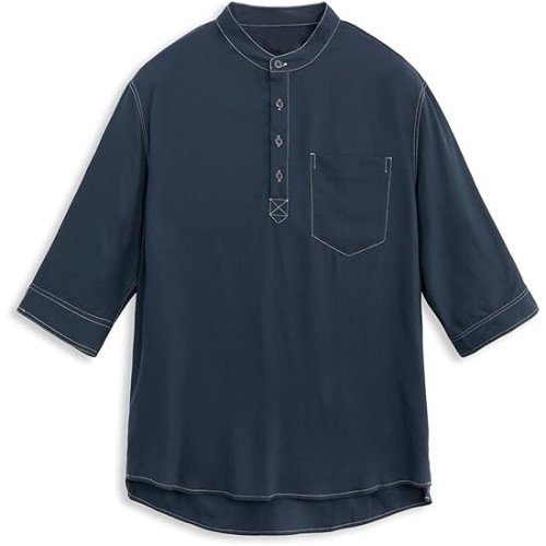 Mens Casual Shirts Button Up Sleeve Mandarin Collar Summer Tops