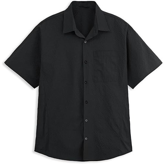 Mens Button Down Shirts Casual Short Sleeve Color Block with Pocket