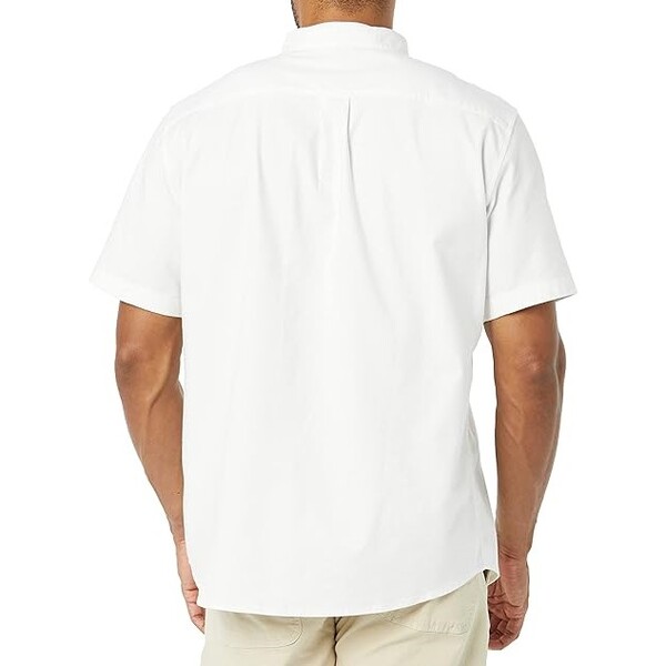 Men Slim Fit Short Sleeve Stretch Oxford Shirt with Pocket