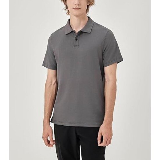 Mens Knit Short Sleeve Collared Polo Shirt Casual Golf Shirts