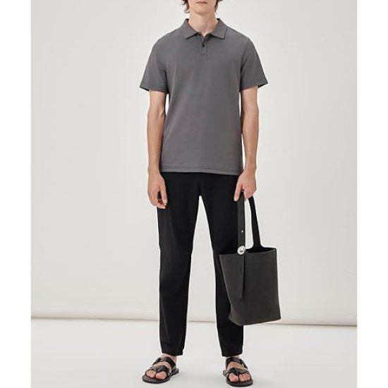 Mens Knit Short Sleeve Collared Polo Shirt Casual Golf Shirts