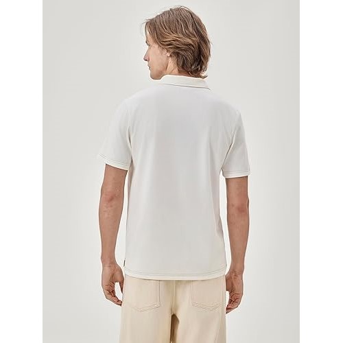 Mens Knit Polo Shirts Short Sleeve Collared Casual Golf Shirts