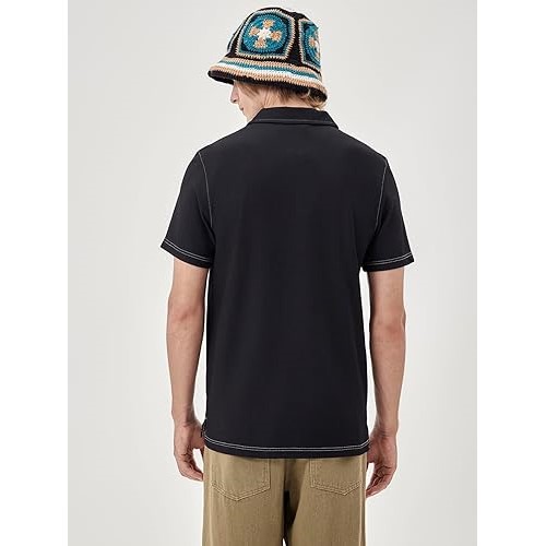 Mens Knit Polo Shirts Short Sleeve Collared Casual Golf Shirts