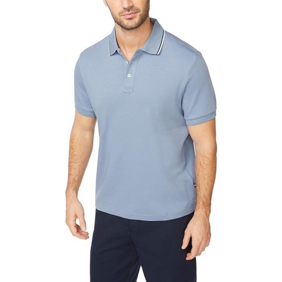 Men Classic Fit Short Sleeve Dual Tipped Collar Polo Shirt