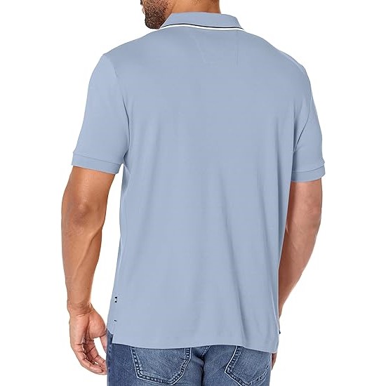 Men Classic Fit Short Sleeve Dual Tipped Collar Polo Shirt