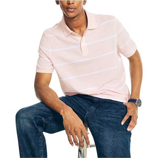 Men Classic Fit Striped Performance Deck Polo